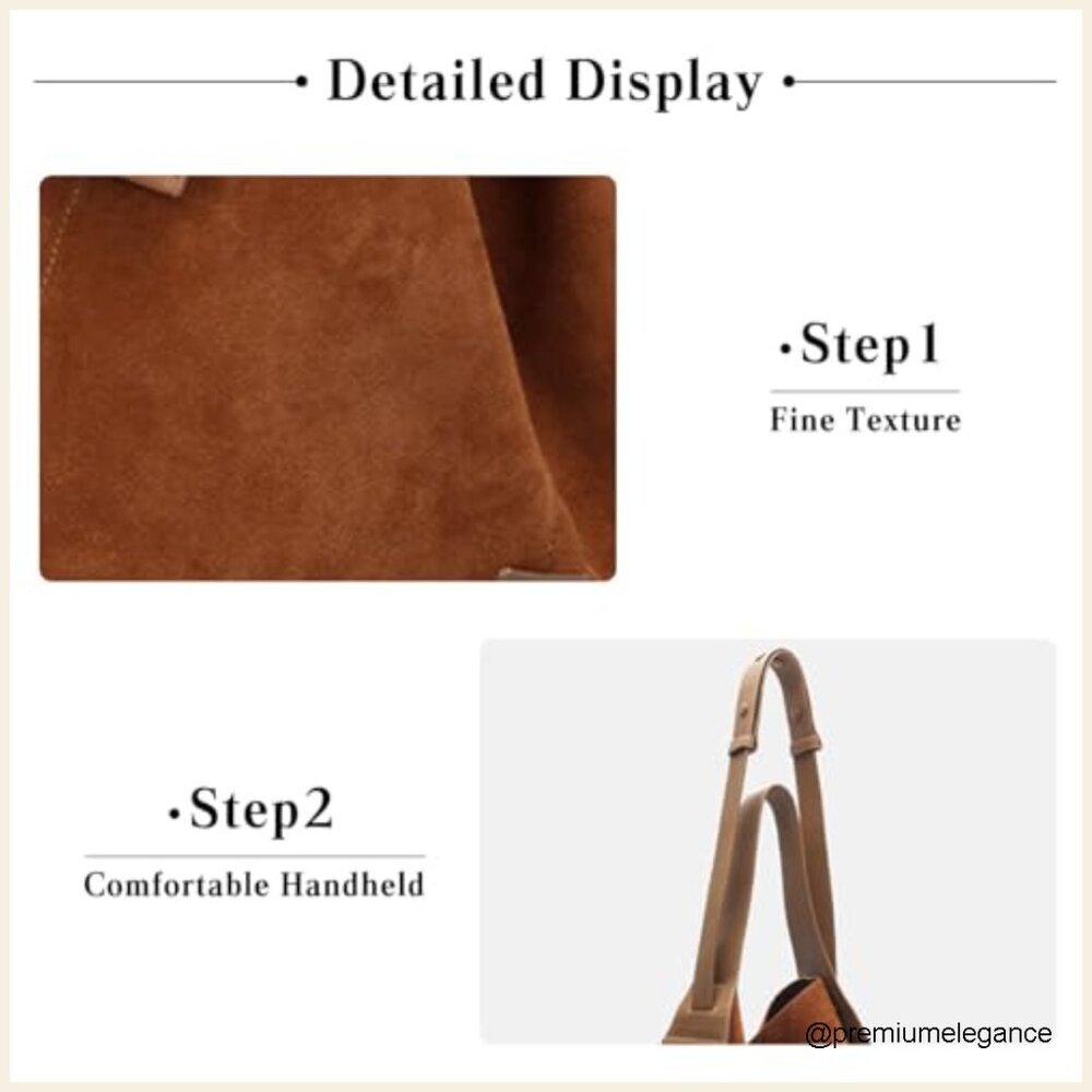 Large Capacity Suede Hobo Bag Adjustable Strap Top Handle Shoulder Crossbody - Picture 5 of 7